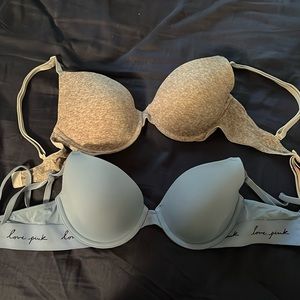 PINK|| wear everywhere t-shirt bra grey & blue